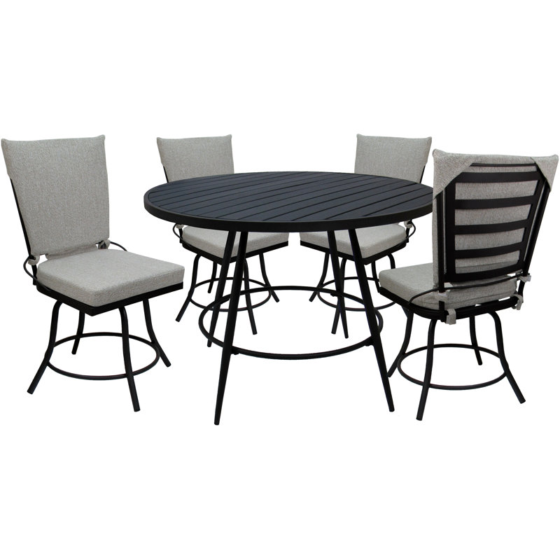 Ensemble repas d'extérieur 42 po Merrile, Cadre noir / coussin blanc