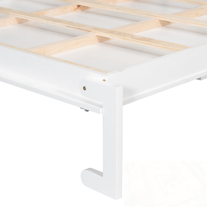 Grand lit escamotable avec ports USB, Blanc