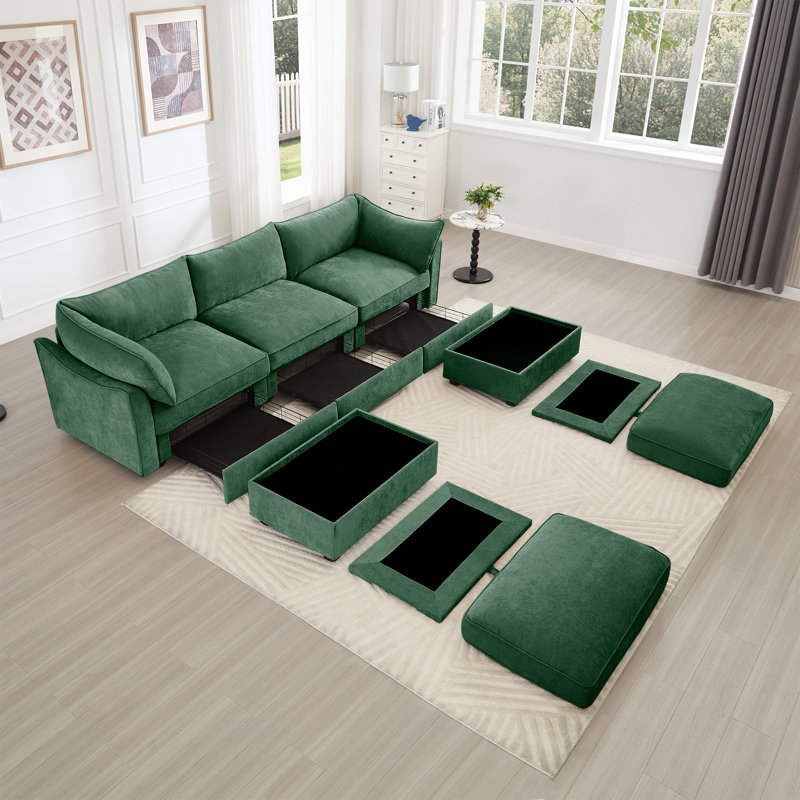 Canapé en U en chenille avec rangement