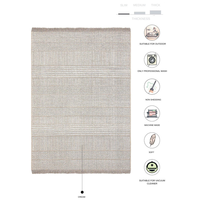 Tapis géométrique rectangulaire en jute / sisal tissé à la machine Steliya, Rectangle 6 pi 7 po x 9 pi 7 po