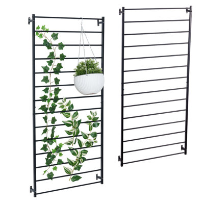 2 Piece Wall Mounted Ladder Metal Trellis Set