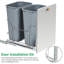 Poubelle coulissante double 2 x 25 pte sous l'armoire, poubelle de recyclage des déchets avec glissières à pleine extension, gestion des déchets écologique, poubelle coulissante pour les armoires de cuisine-119925651