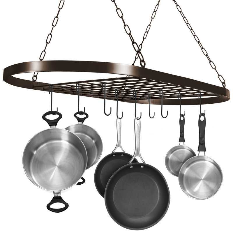 Support à casseroles suspendu ovale avec crochets Sorbus, Bronze, H 19 po x l 24,25 po x P 10 po