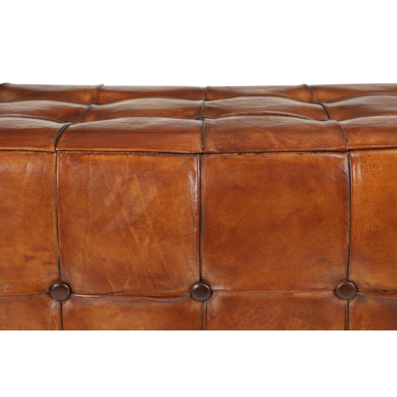 Banc rembourré en cuir, Brun