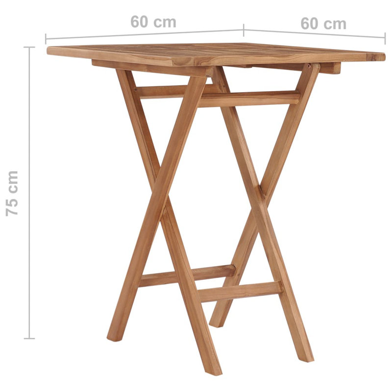 Misty Folding Garden Table Solid Teak Wood, 75cm H x 60cm L x 60cm W