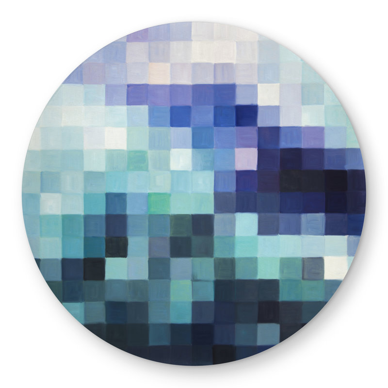 Pixelized Landscape Rug - Modern Round Outdoor Bedroom Decor