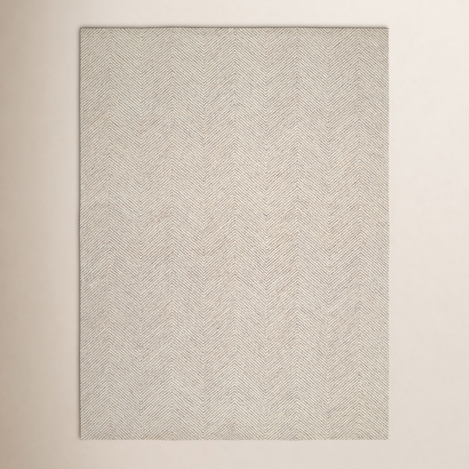 Wheaton Taupe Hand-Tufted Wool Chevron Rug, Rectangle 8' x 10'