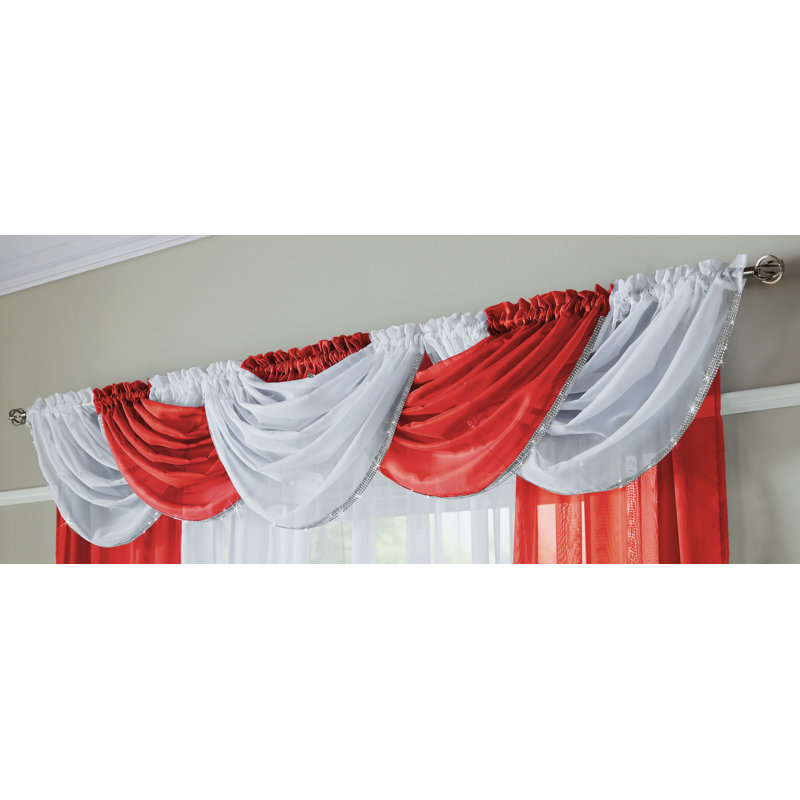Anson Solid Colour Swag Window Pelmet, Red