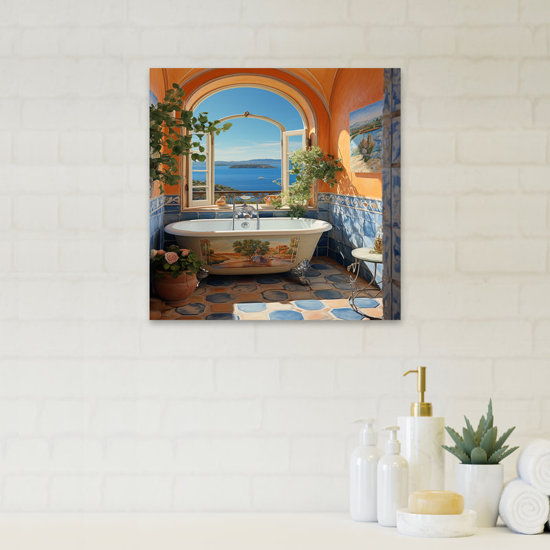 «Blue Italian Bath Serenity II», art mural de salle de bain, H 40 po x l 30 po x P 1,5 po