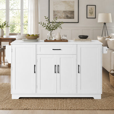 54.3" Sideboard Buffet Cabinet with Storage, 4 Doors & 1 Drawer, Melamine MDF Kitchen Storage with Adjustable Shelves