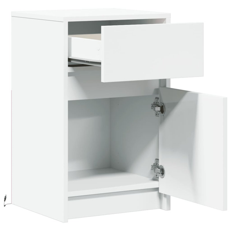 Darleth 38cm W Manufactured Wood Bedside Table, White, Individual
