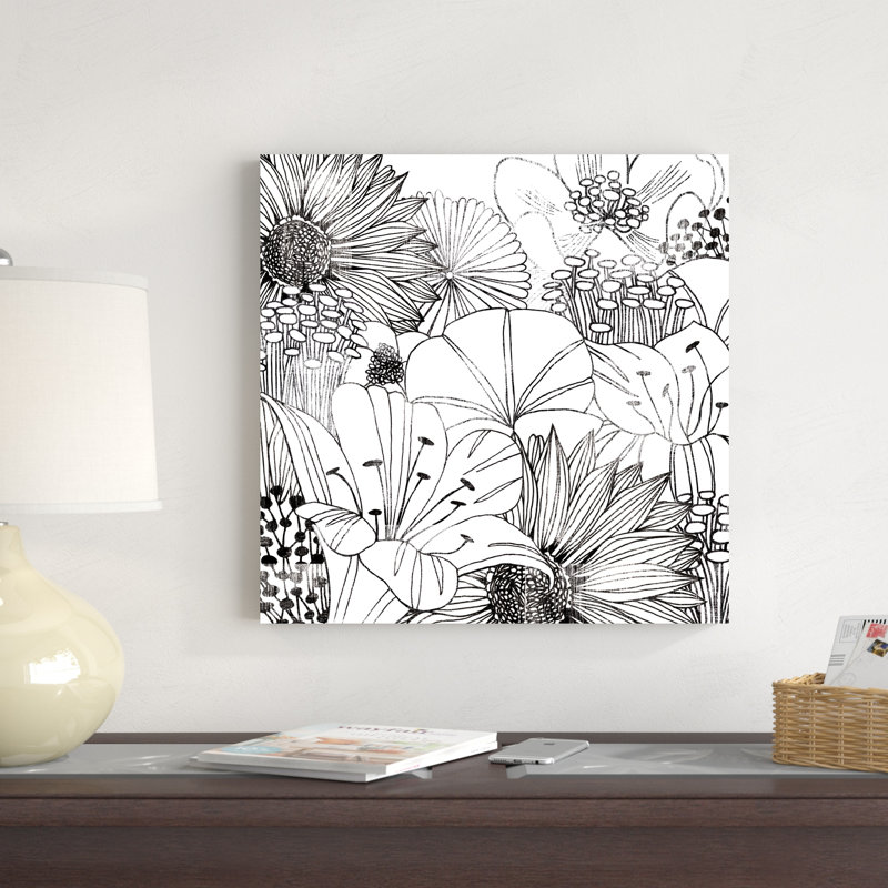 Jardin contemporain I noir et blanc, H 20 po x l 20 po x P 1,25 po