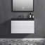 Meuble-lavabo suspendu moderne de 91 cm (36 po) avec comptoir en résine intégré, 2 tiroirs à fermeture amortie, entièrement assemblé, blanc brillant-88594114-119015998