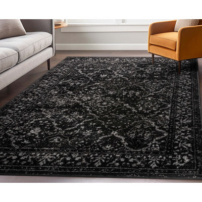 Tapis noir à motif floral rétro Zazzle Argos