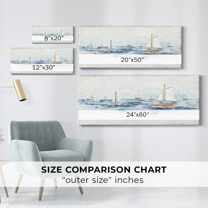 Bateaux sur l'eau II sur toile, H 8 po x l 20 po x P 1,5 po