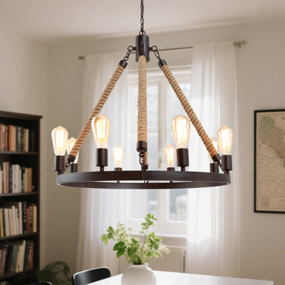 Freddi 8 - Light Dimmable Wagon Wheel Chandelier