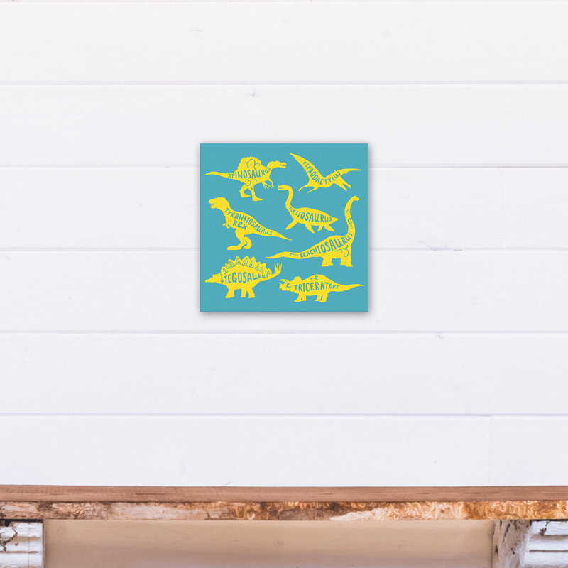 Art sur toile dino names Amapola, H 12 po x l 12 po x P 1,25 po, Bleu / Jaune