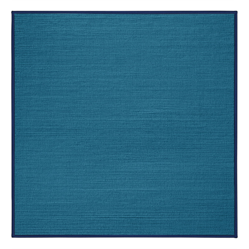 Tapis bleu uni lavable à la machine, Carré 7 pi