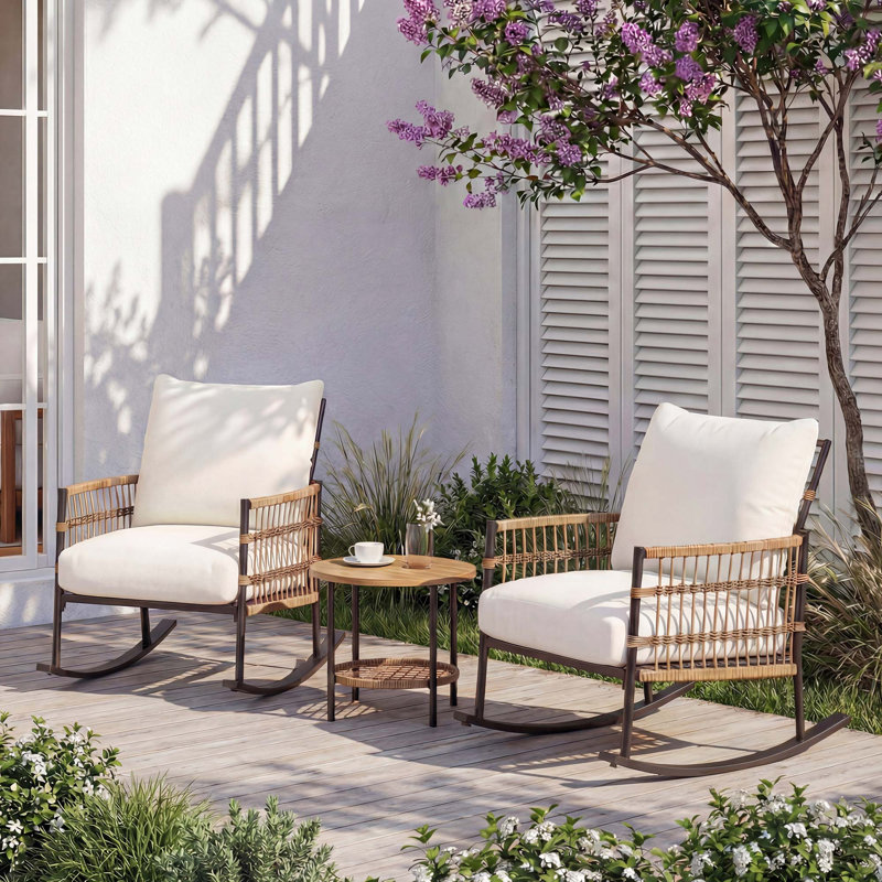 2 - Person Patio Conversation Rocking Set With Cushions