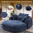 72.6" Blue Oversized Chaise Lounge Chair, Compression Chenille Sofa Bed, Deep Seat Comfy Sleeper Couch with Throw Pillow and Side Pocket, No Assembly Needed for Home, Bedroom and Movie Room-670635658