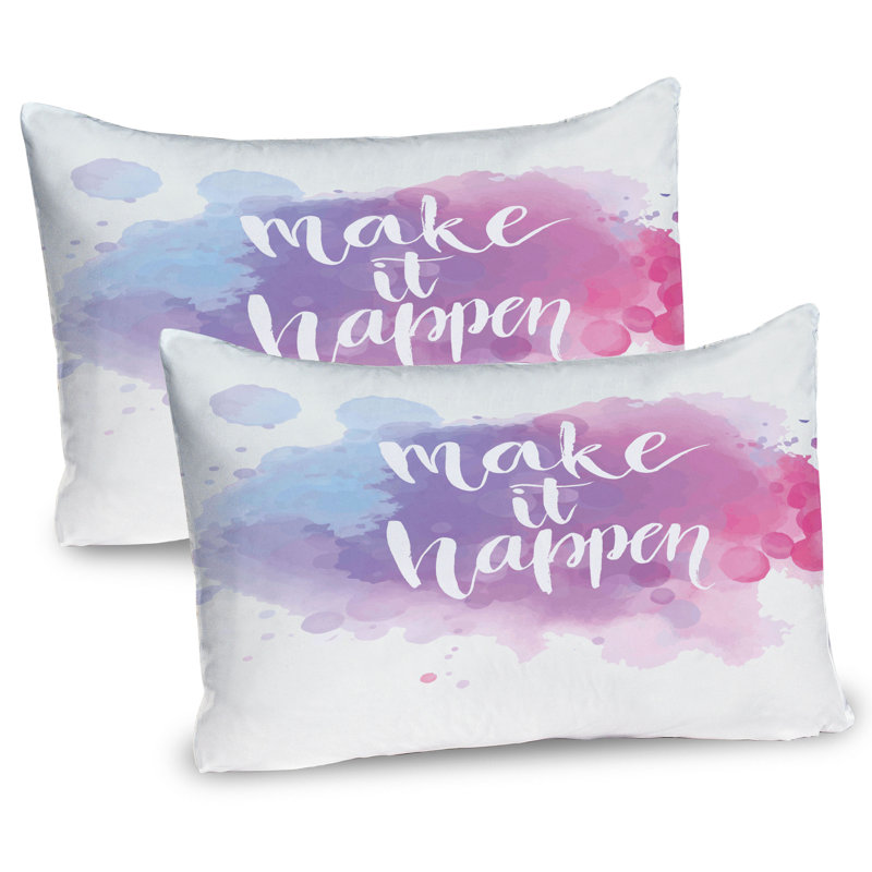 Blue and Fuchsia Microfiber Inspirational Pillow Shams Set