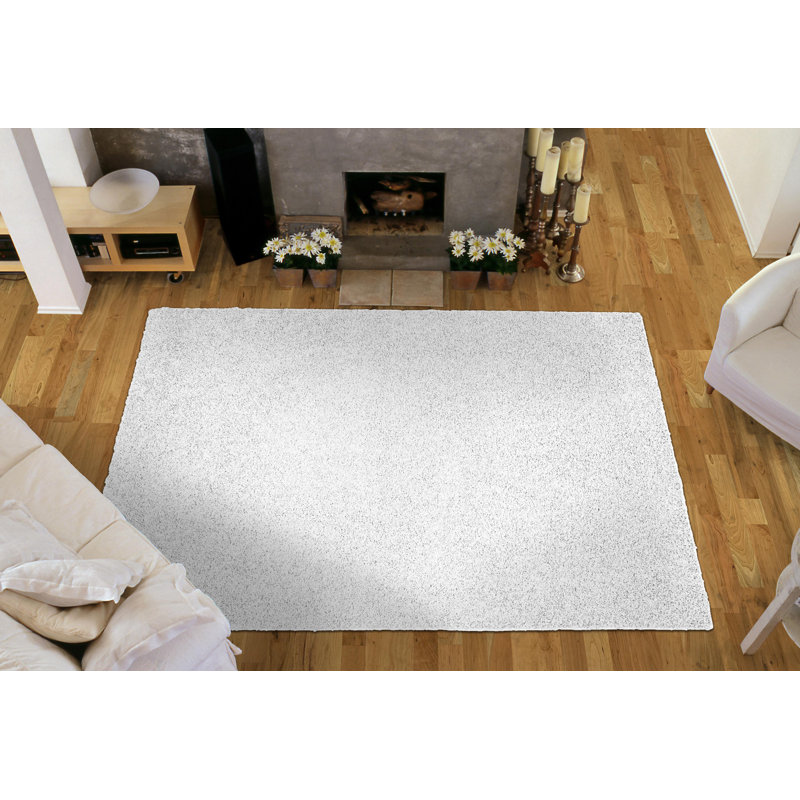Tapis blanc touffeté Yochman, Rectangle 7 pi 6 po x 9 pi 6 po