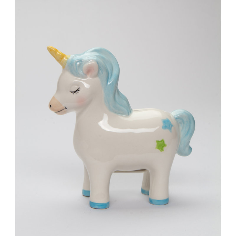 Tirelire licorne - bleu, Bleu / blanc