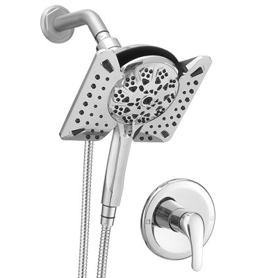 Robinet de douche mural à une poignée et à 10 jets avec pomme de douche à main et jet mural 1,8 gal / min en chrome poli (valve incluse)