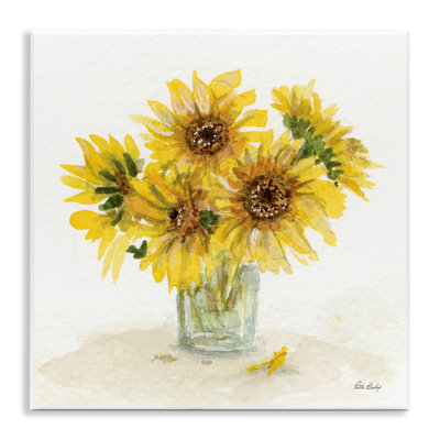 «Sunflower Jar», aquarelle sur bois par Patti Bishop