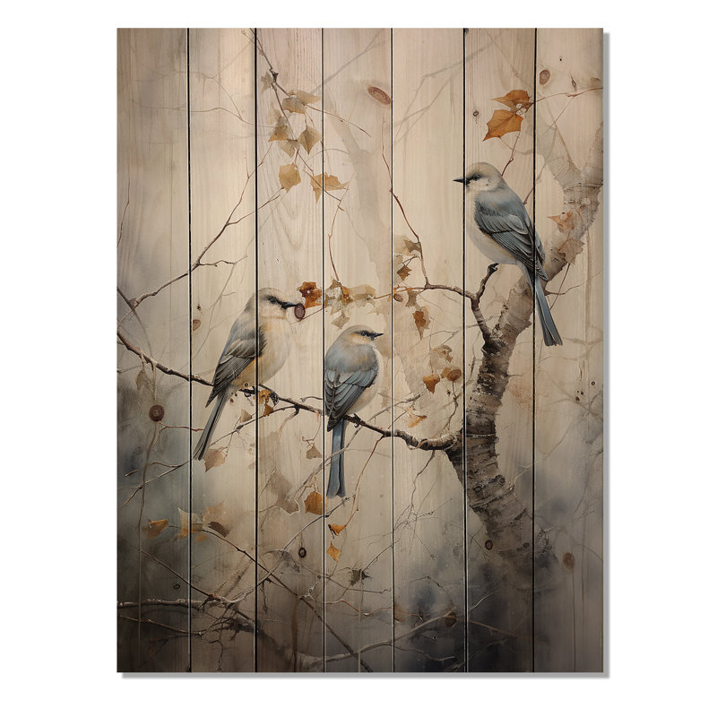 «Bird Silent Watcher II», reproduction sur bois d'animaux sur bois de pin naturel, H 40 po x l 30 po
