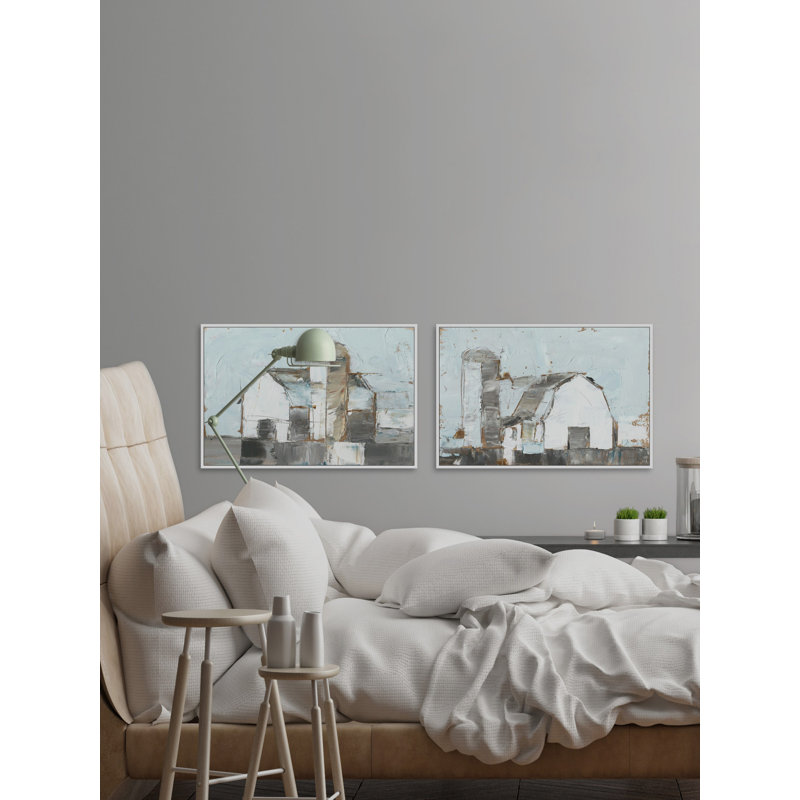 Barn and Silo Diptych - ensemble de 2 reproductions sur toile, H 40 po x l 60 po x P 1,5 po