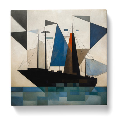 Ship On The Ocean Suprematism No.4 - Wrapped Canvas - Framed Print