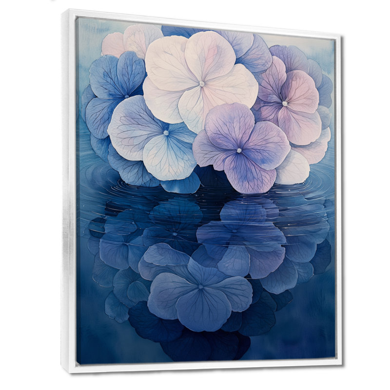 Hydrangea Ripple Effect - Hydrangea, art mural, Reproduction avec cadre flottant, H 20 po x l 12 po, Blanc