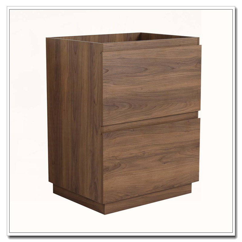 Freestanding Bathroom Cabinet Vanity With Double Drawers Easy To Assemble, Brown