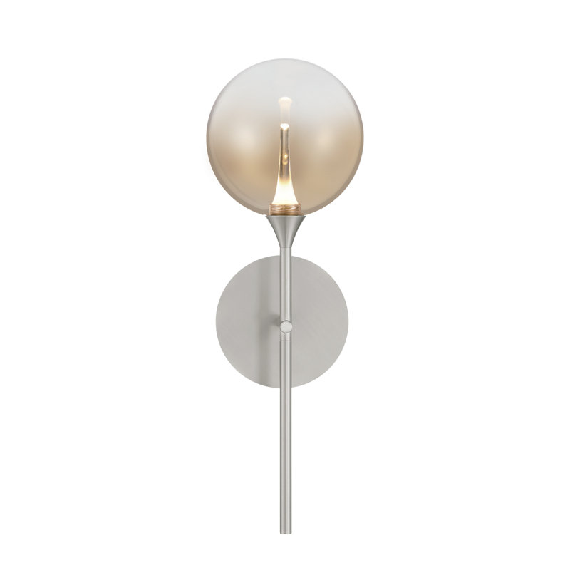 Iissa, applique murale, 19 po,, Nickel satiné, Ambre
