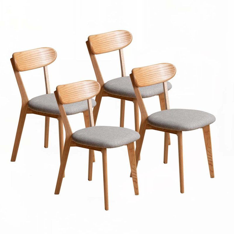 Chaises de salle à manger en bois avec siège rembourré, Gris, Chêne