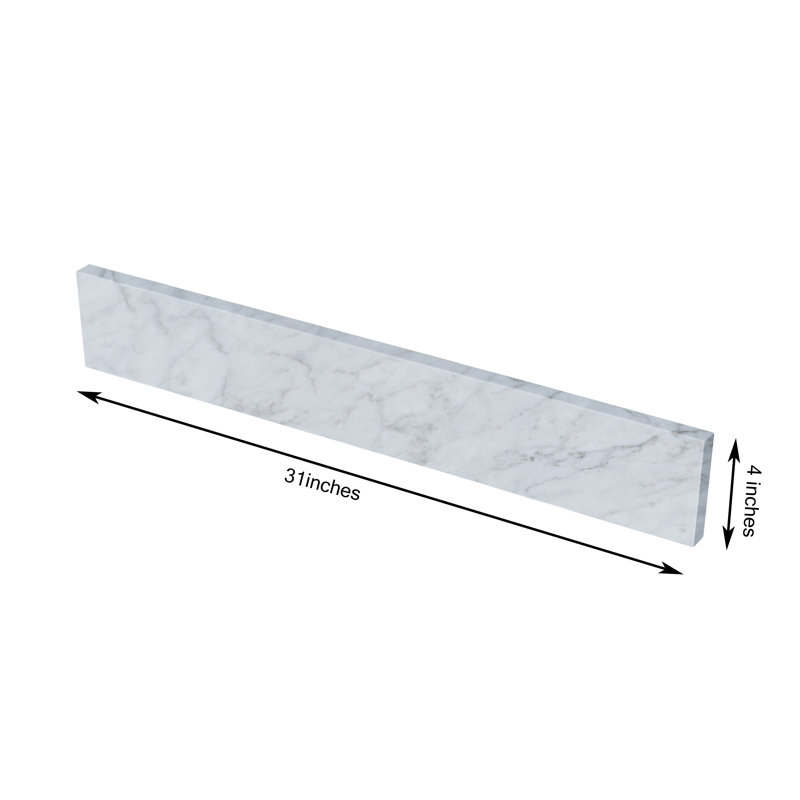 31 In. W  Backsplash, Natural Carrara Marble