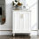 White Solid + Manufactured Wood Shoe Storage Bench