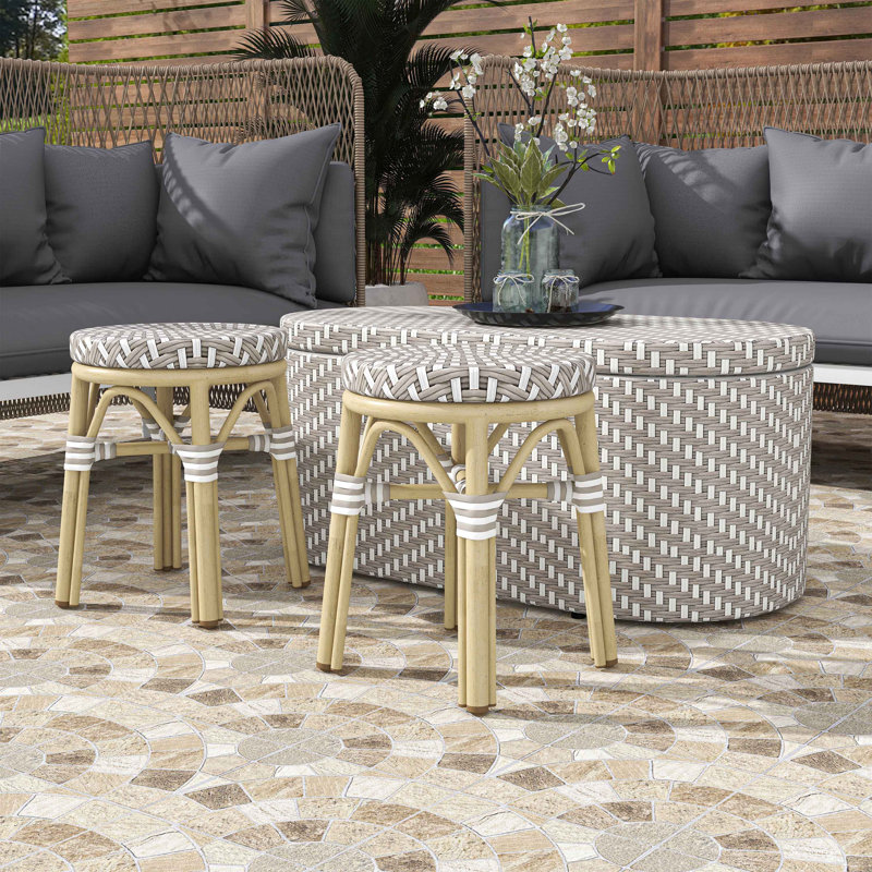 Ensemble bistro extérieur L 39,25 po Nassene, Gris / blanc