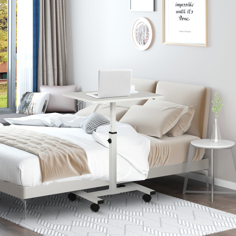 Josefa Tray Top Wheel End Table, White