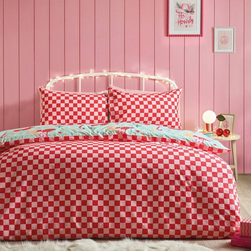 Santa's Howdy Christmas Reversible Duvet Cover Set, Kingsize Duvet Cover Set + 2 Standard Pillowcases