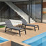 Lanece Outdoor Rust-Resistant Metal Chaise Lounge Set with Table