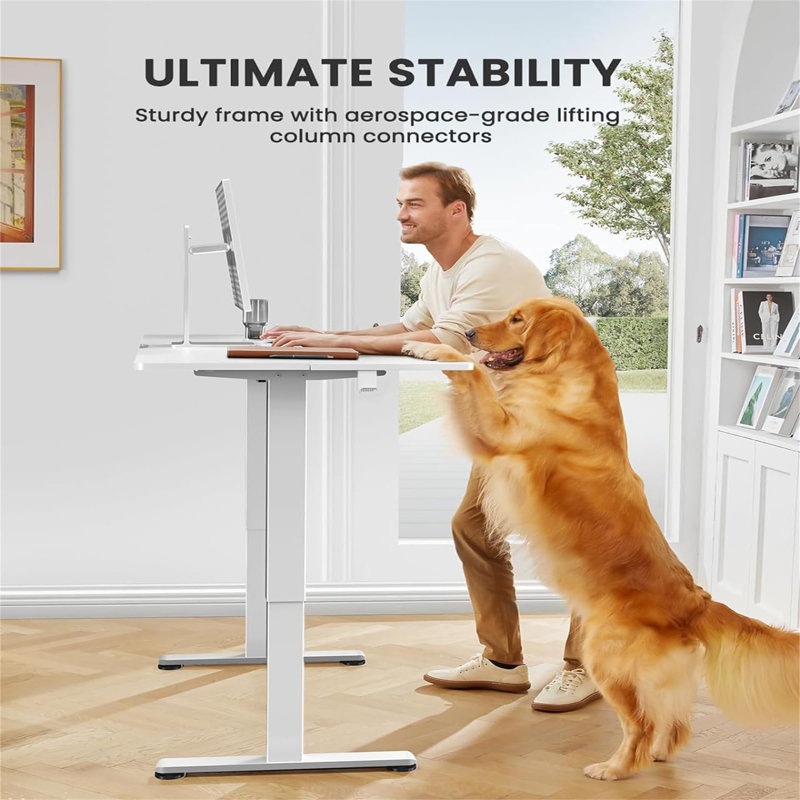 Adjustable Computer Desk, White