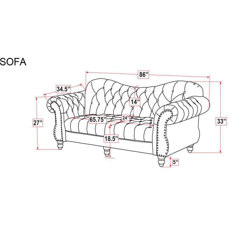 Canapé Chesterfield Hildur, Demi-velours blanc