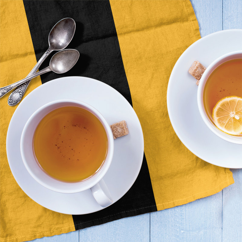 Stripe Tea Towel Kitchen Towel, Cotton Twill, Gold/Black Baseball