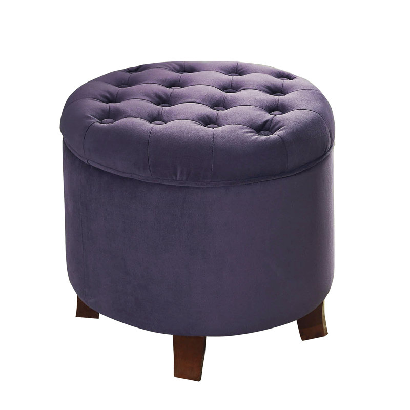 Repose-pieds capitonné rond avec rangement de 19 po Paymar, Aubergine intense
