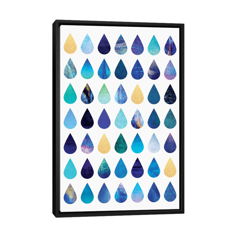 «Rain», art sur toile, H 26 po x l 18 po x P 1,5 po, Toile encadrée noire, Pas de tapis
