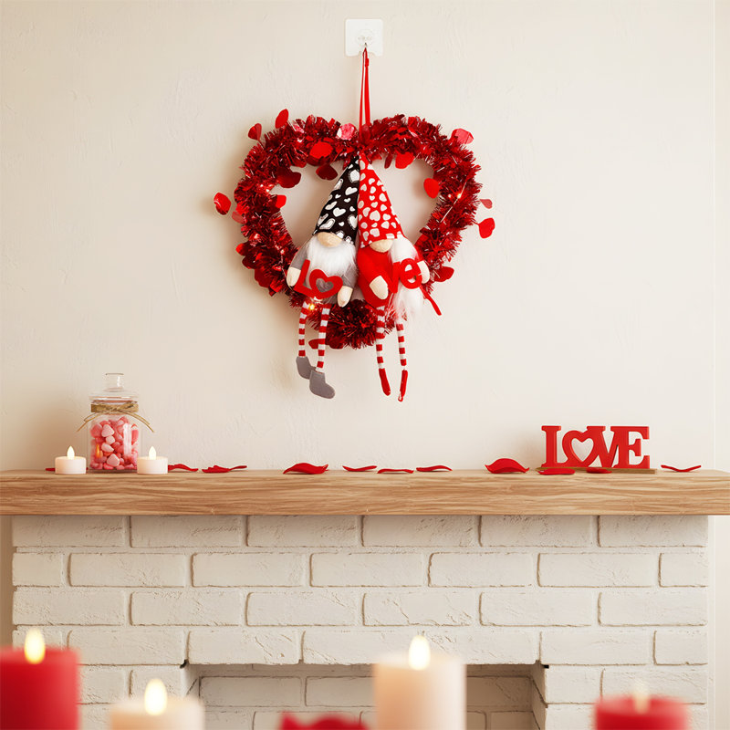 1 guirlande de guirlande en forme de cœur avec guirlande de fleurs en forme de cœur pour la Saint-Valentin