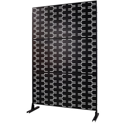 Panneaux de clôture d'intimité en métal H 76 "l - antirouille pour les espaces extérieurs et intérieurs noirs