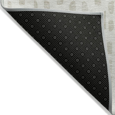 9' X 12' Ivory And Beige Geometric Washable Indoor Outdoor Area Rug